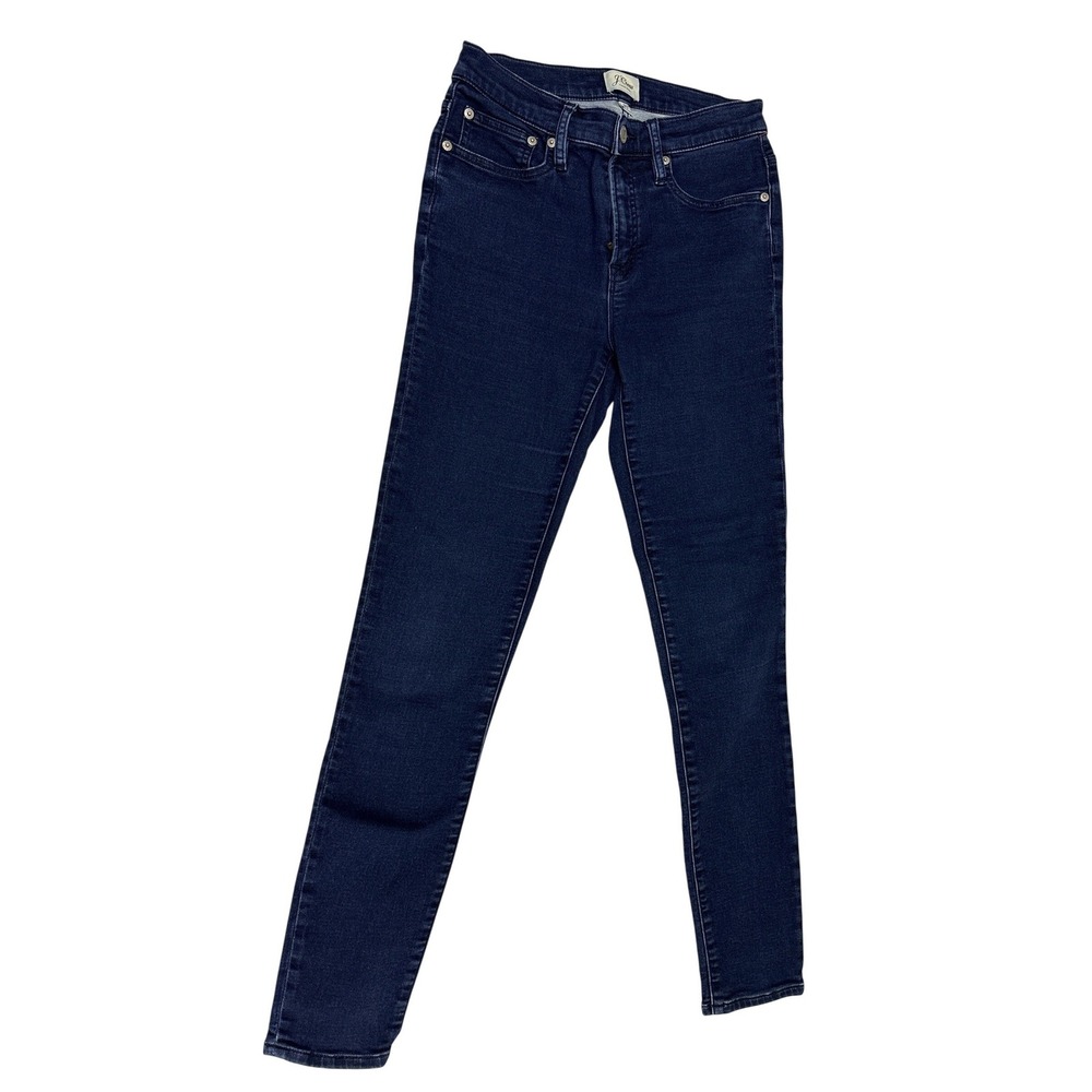 J.Crew Womens Skinny Jeans Dark Indigo Blue High Rise Stretch Denim 28T Tall